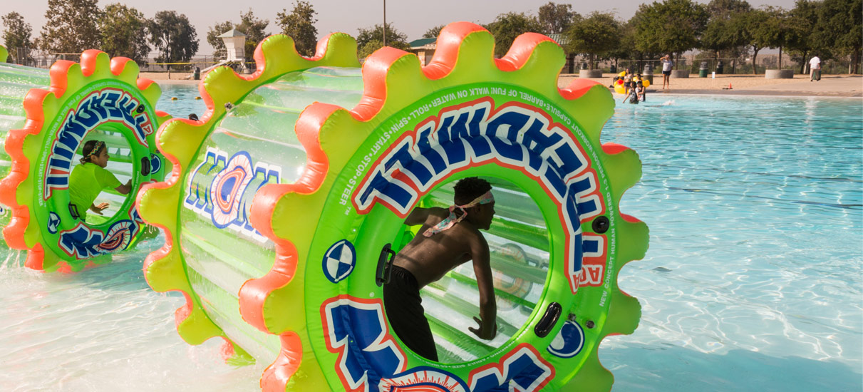 children racing on water treadmills