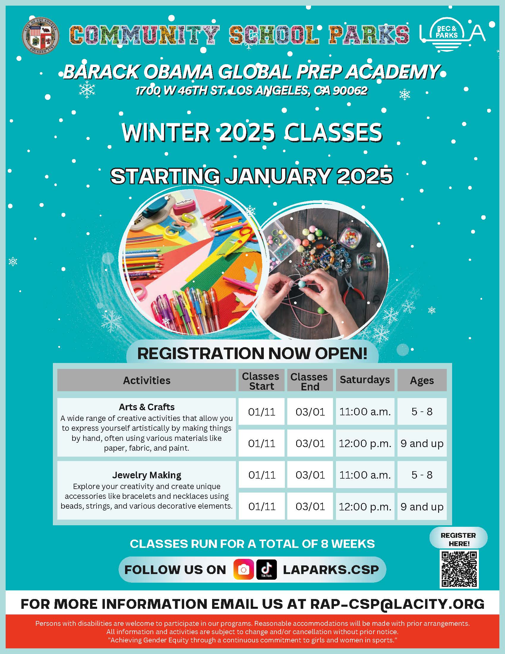 winter arts and crafts flyer