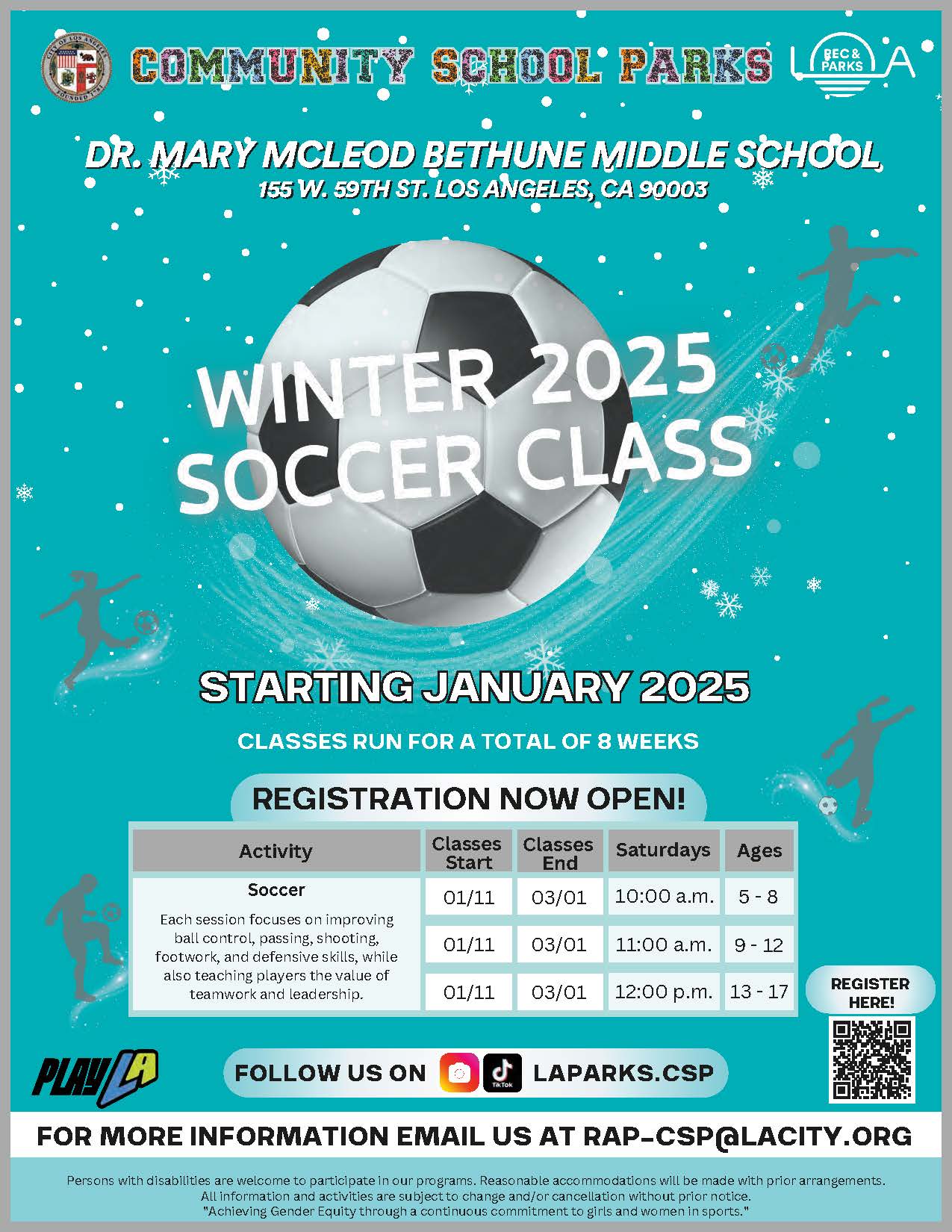 winter soccer classes