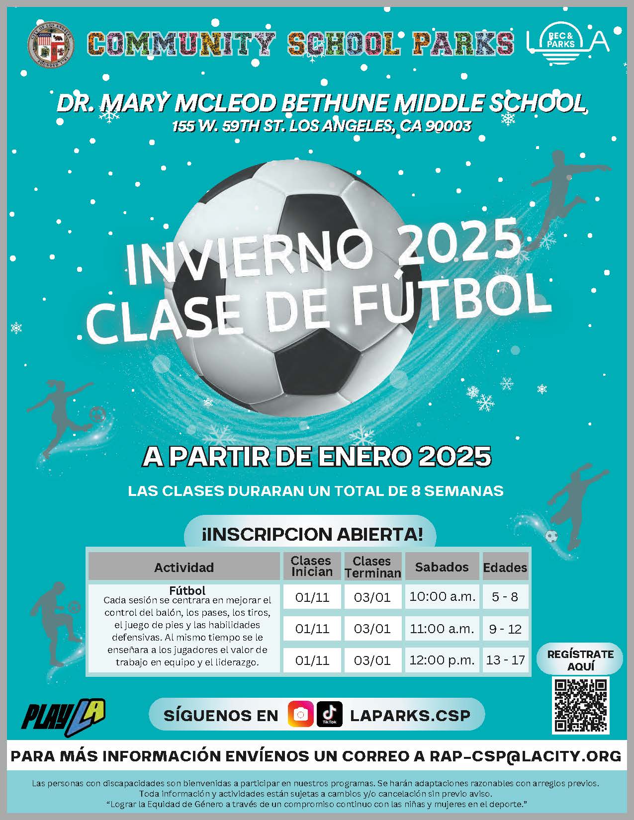 winter soccer classes