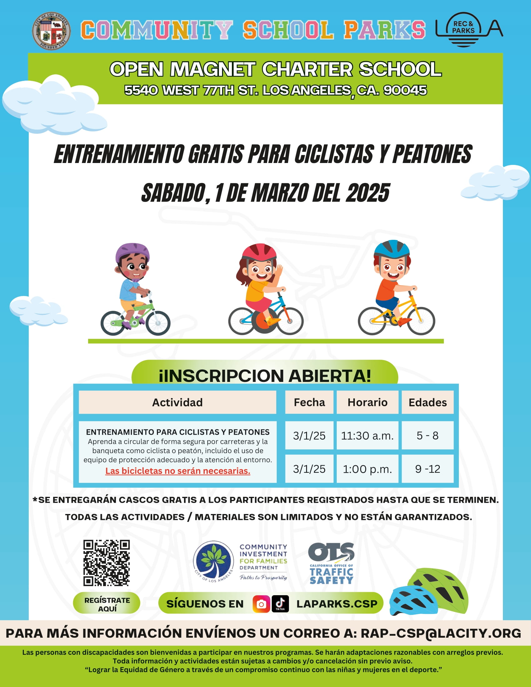 Bicycle training flyer